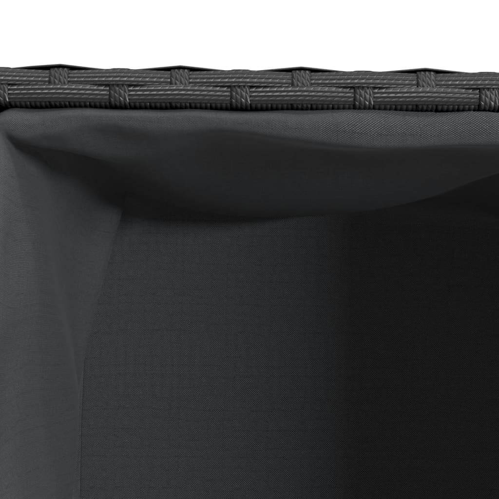 Jardinière, Bac à fleurs, Pot de fleurs avec 2 pots noir 72x30x32 cm résine tressée - Image 9