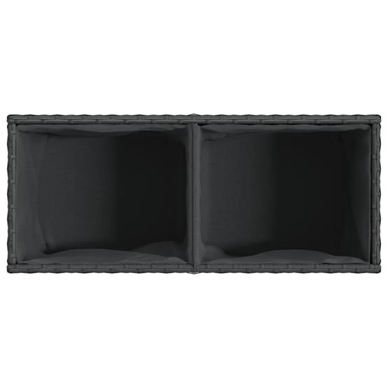 Jardinière, Bac à fleurs, Pot de fleurs avec 2 pots noir 72x30x32 cm résine tressée - Image 8