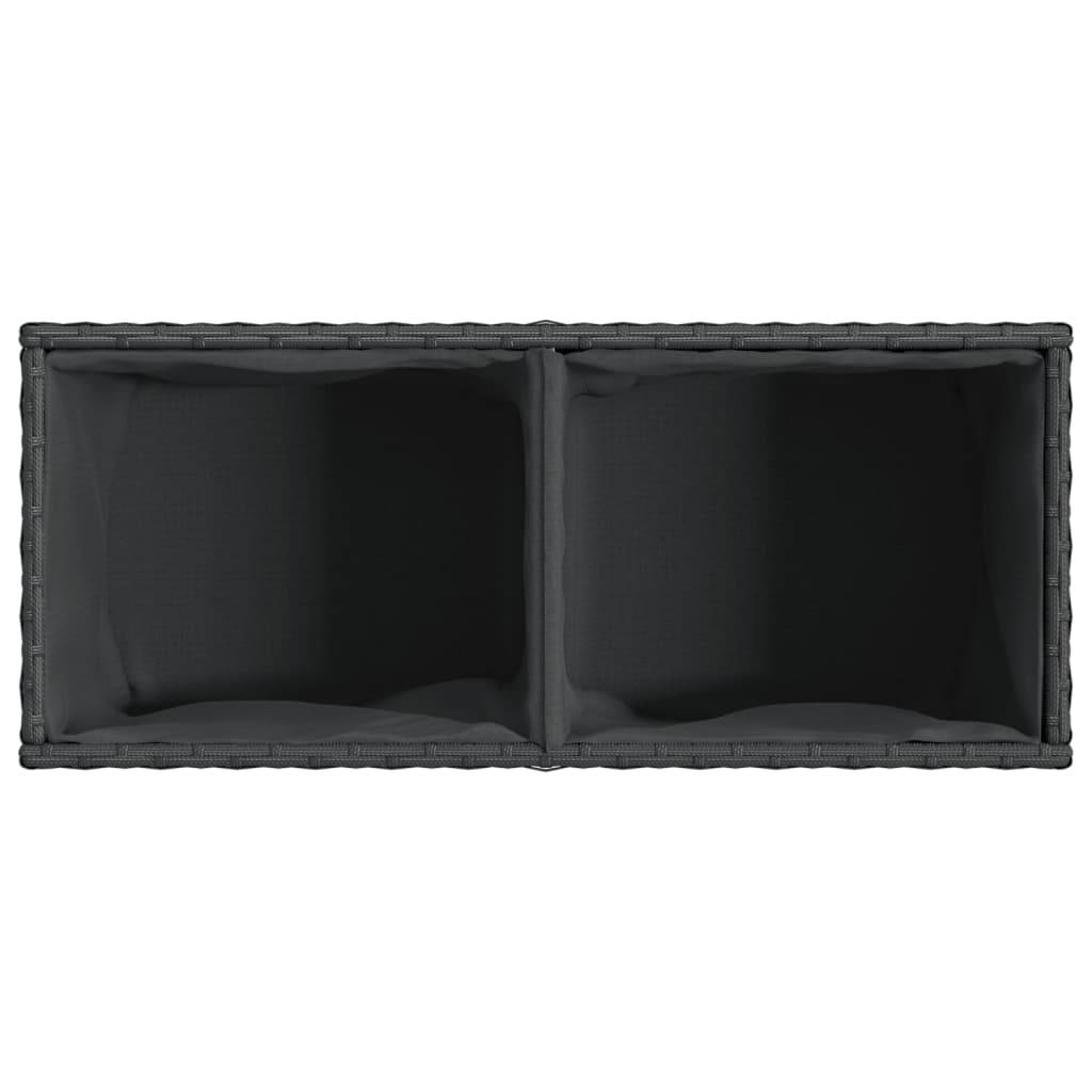 Jardinière, Bac à fleurs, Pot de fleurs avec 2 pots noir 72x30x32 cm résine tressée - Image 8