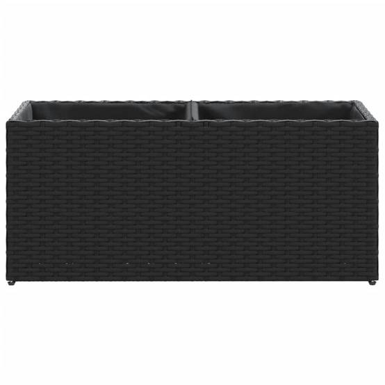 Jardinière, Bac à fleurs, Pot de fleurs avec 2 pots noir 72x30x32 cm résine tressée - Image 5