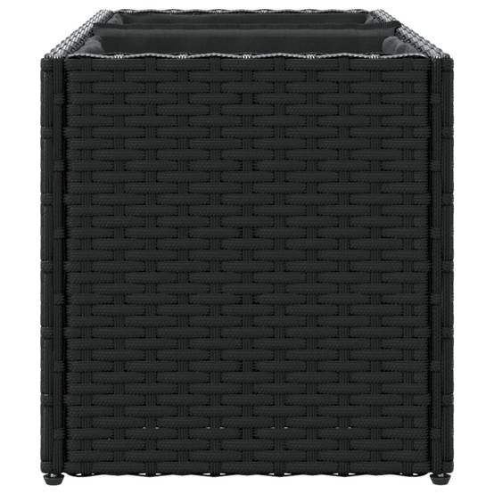 Jardinière, Bac à fleurs, Pot de fleurs avec 2 pots noir 72x30x32 cm résine tressée - Image 6