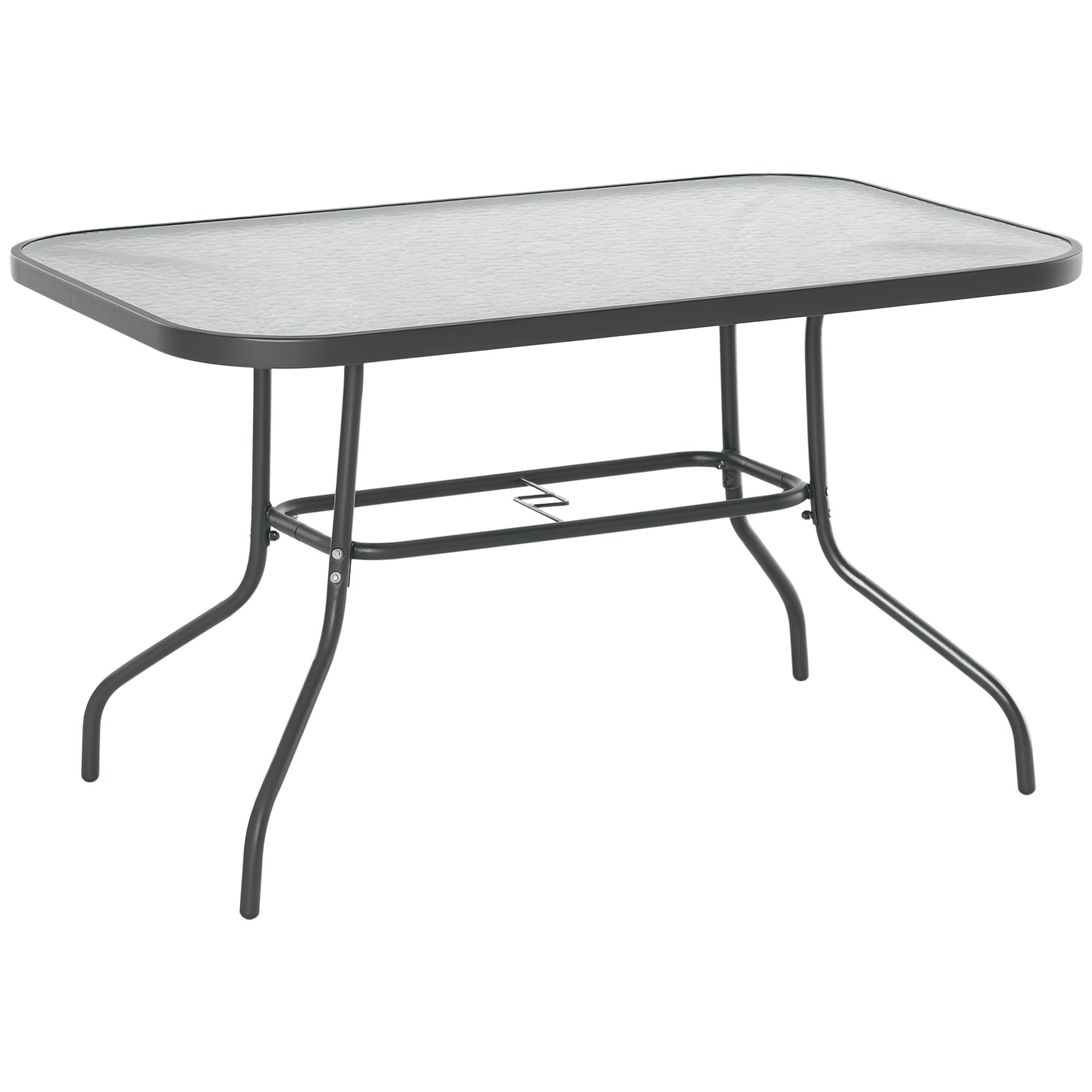 Sans Marque - Table de Jardin rectangulaire dim. 120L X 80l x 70H cm métal époxy Gris Plateau Verre trempé - Image 1