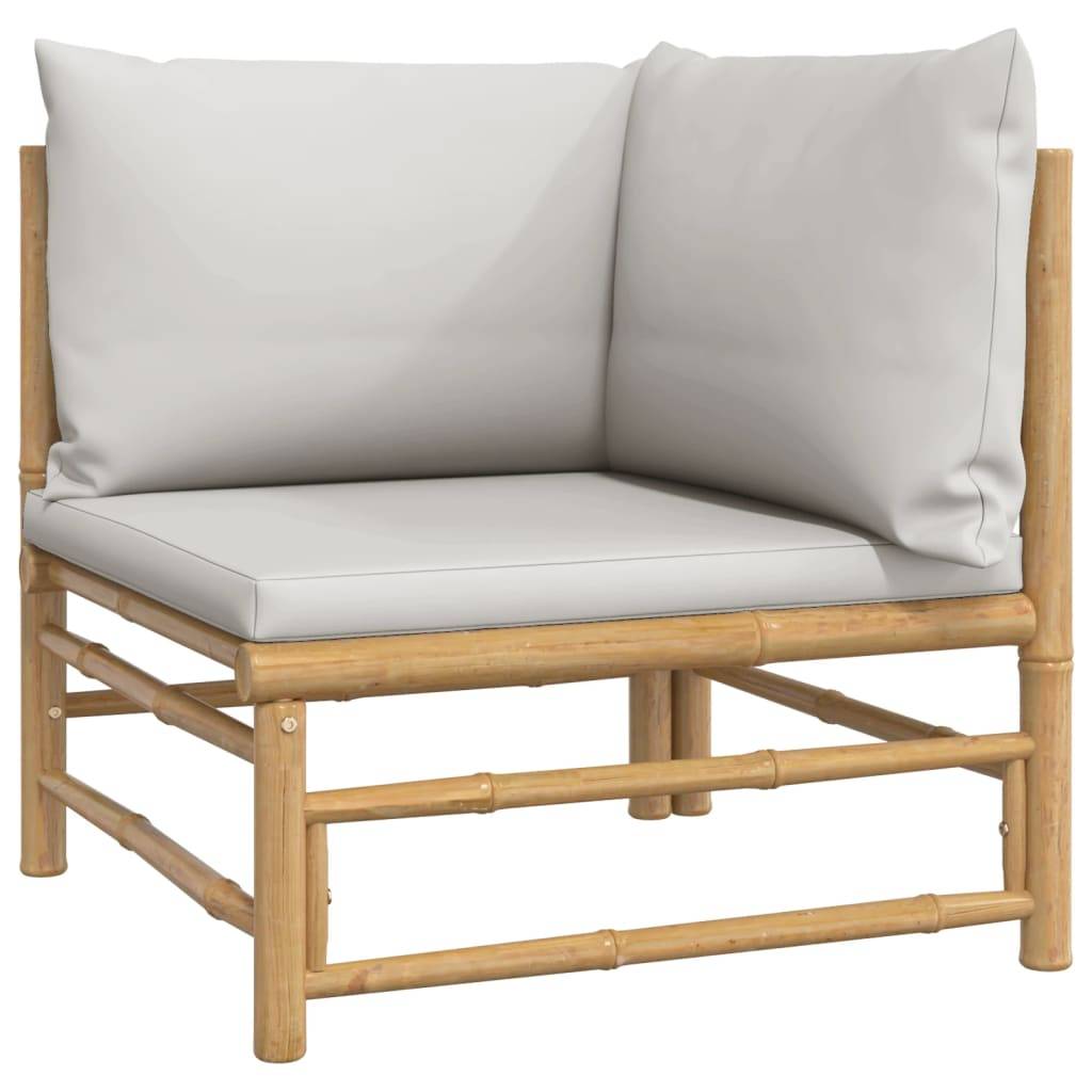 ComfortXL - Canapés d'Angle Jardin Bambou 2 pcs Coussins Gris Clair Modulables – ComfortXL Outdoor Living - Image 4