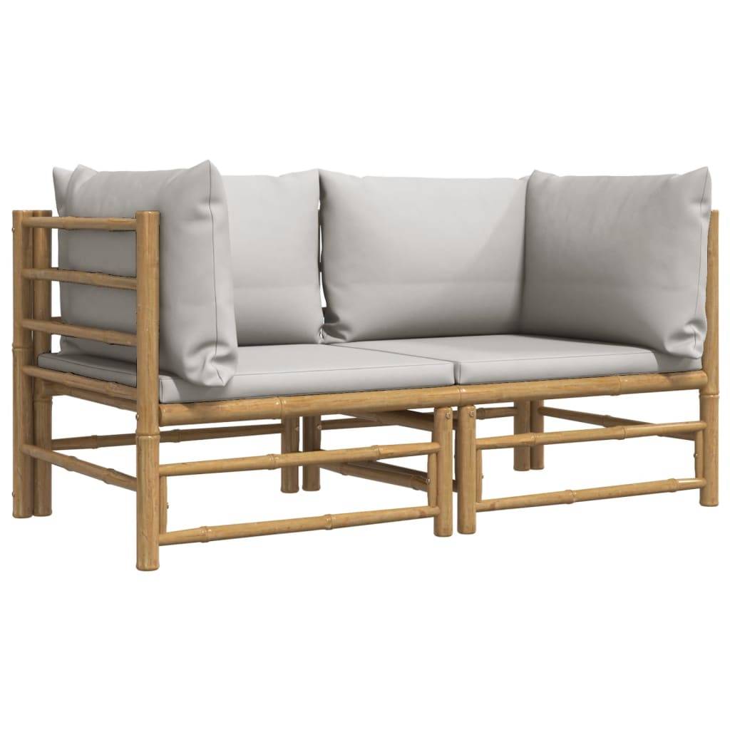 ComfortXL - Canapés d'Angle Jardin Bambou 2 pcs Coussins Gris Clair Modulables – ComfortXL Outdoor Living - Image 3