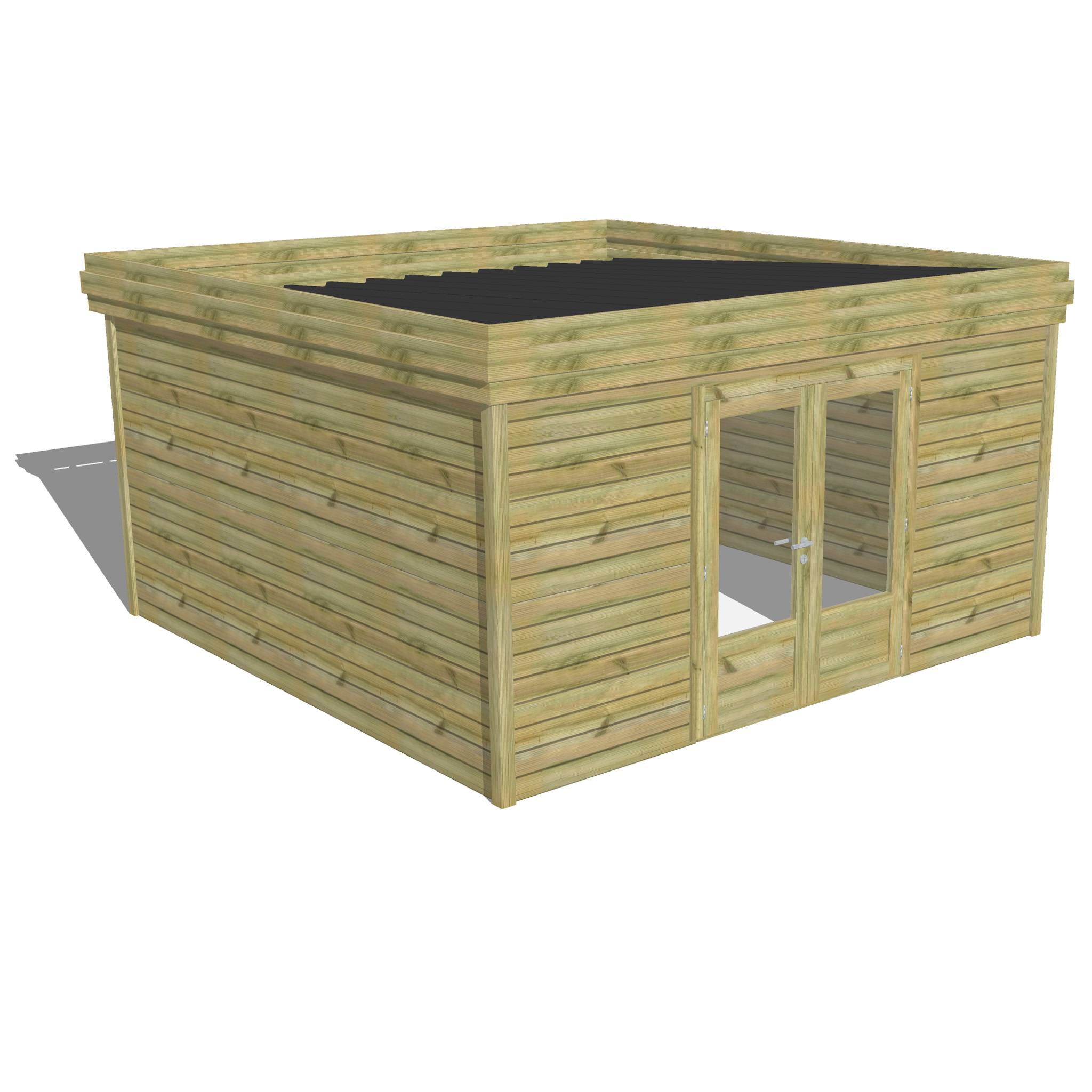 ABRI DE JARDIN bois  autoclave 27mm - 4,34x4,34m / 19m2 - Bac acier - Abri Français - Image 1