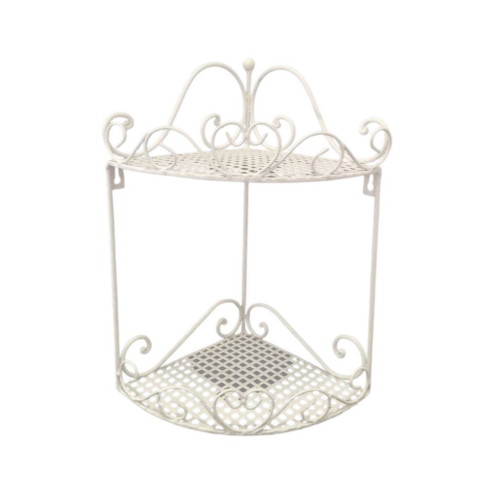 Etagère d'angle en métal blanc 36.5 x 28 x 19 cm Chemin de campagne