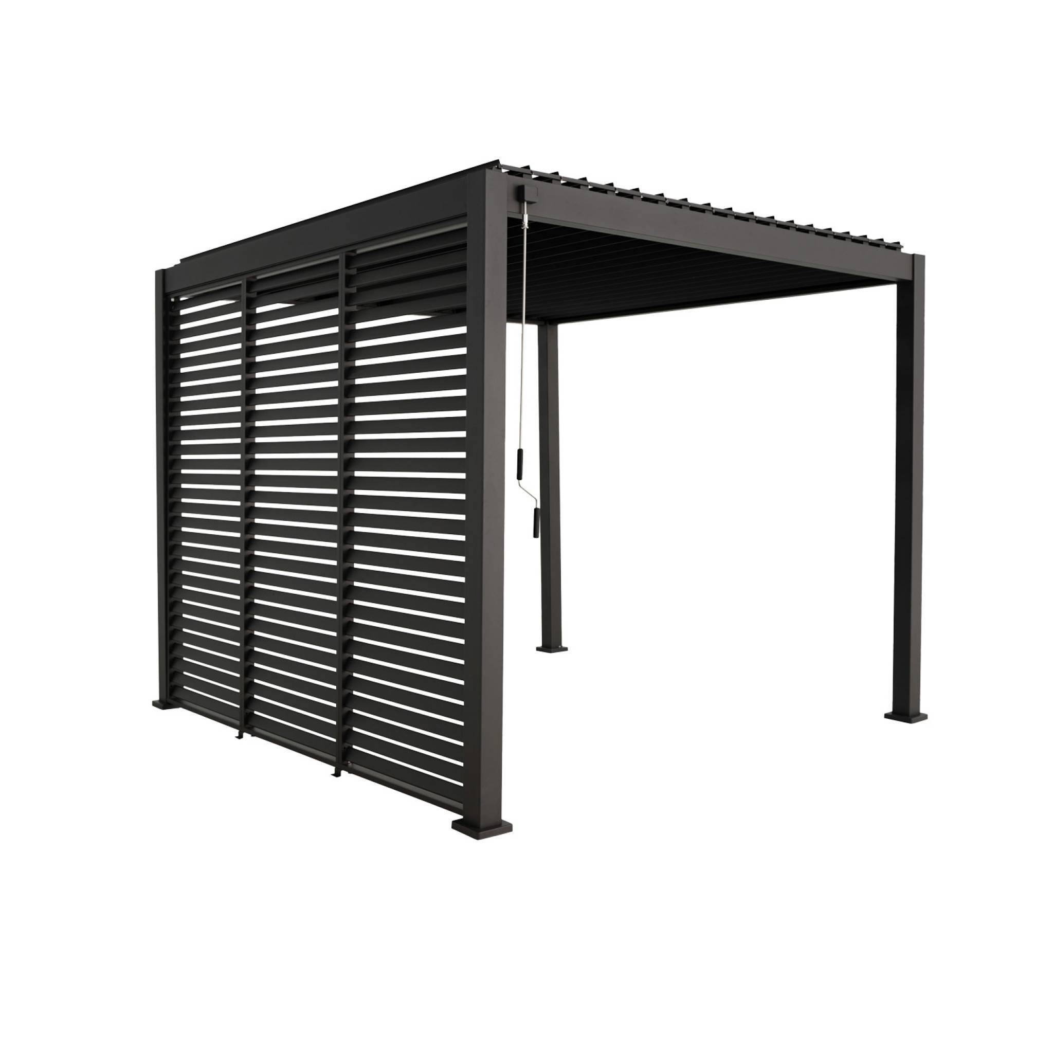 Pergola bioclimatique aluminium 3x3 m V2 lames orientables + 3 persiennes TRIOMPHE anthracite | sweeek - Image 2