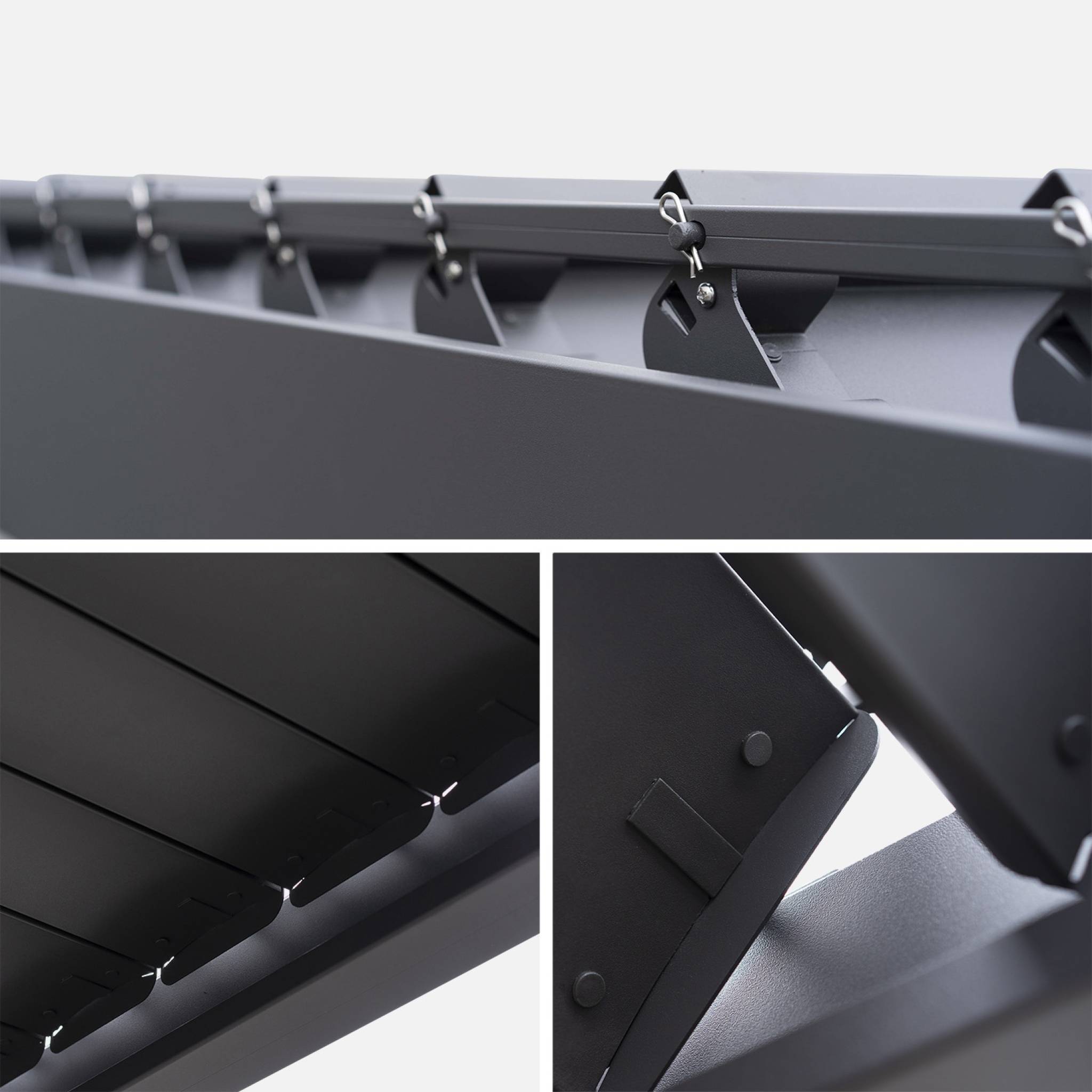 Pergola bioclimatique aluminium 3x3 m V2 lames orientables + 3 persiennes TRIOMPHE anthracite | sweeek - Image 6