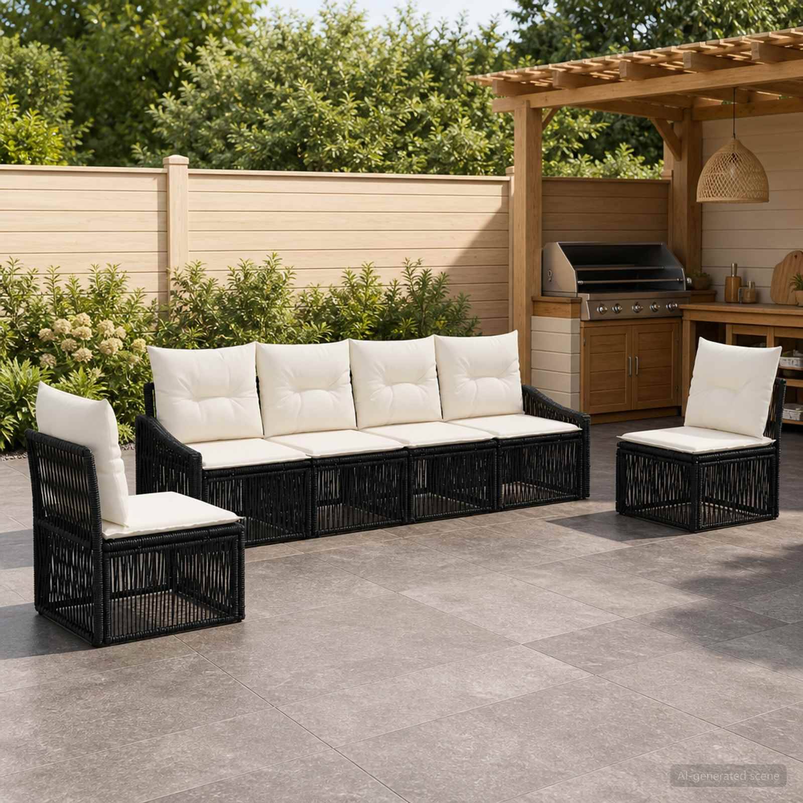 Vidaxl - Ensemble de canapé de jardin 6 pcs-Salons de jardin 6 place Noir polyrotin 641525