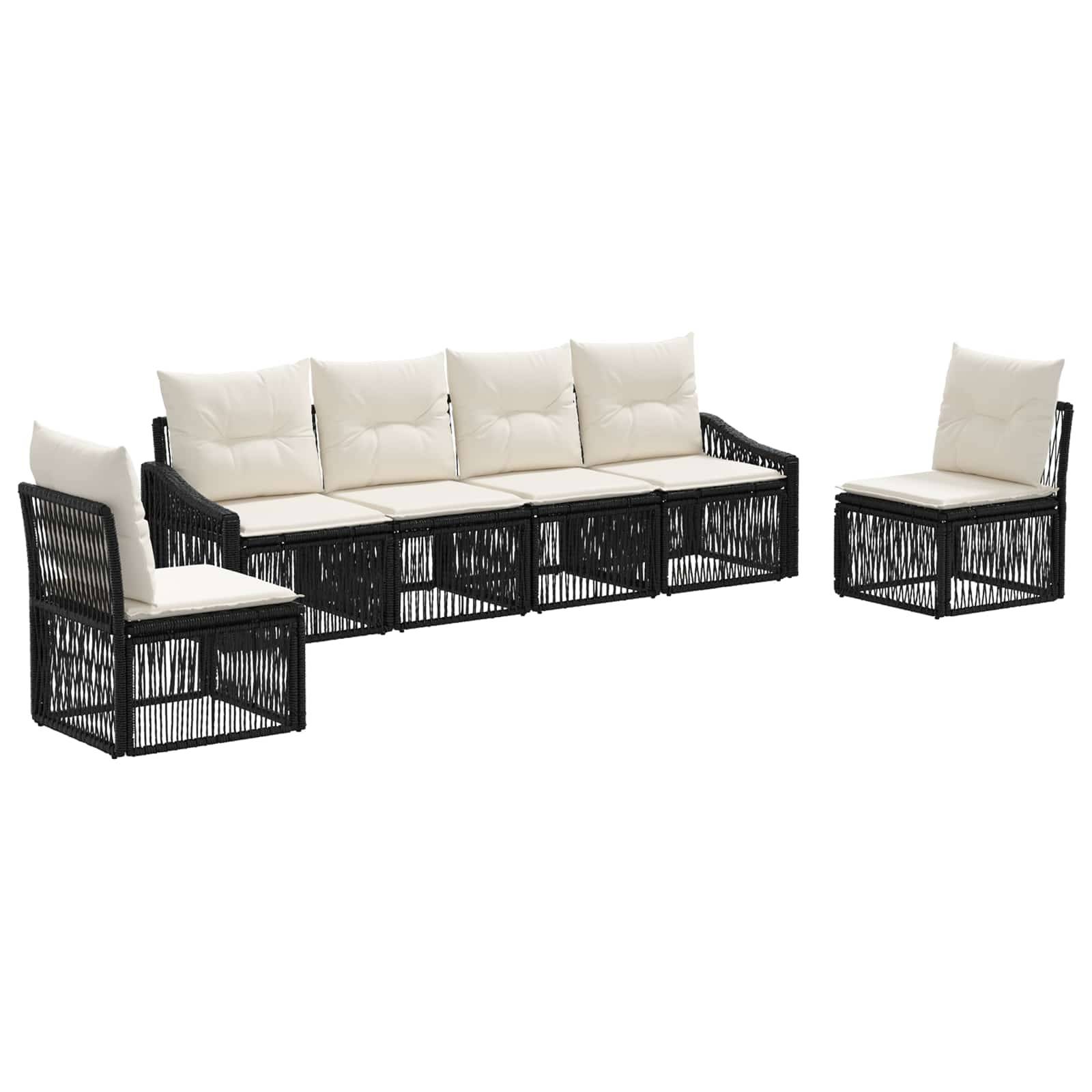Vidaxl - Ensemble de canapé de jardin 6 pcs-Salons de jardin 6 place Noir polyrotin 641525 - Image 2