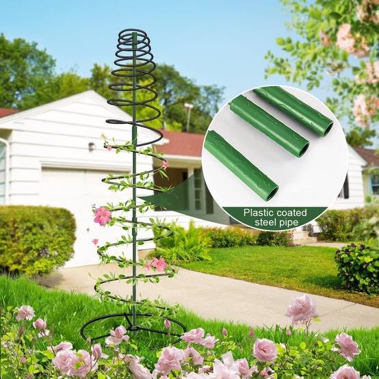 Tuteur spirale métal extensible 45-135cm - Anti-rouille - Pour plantes grimpantes intérieur/extérieur - Image 6