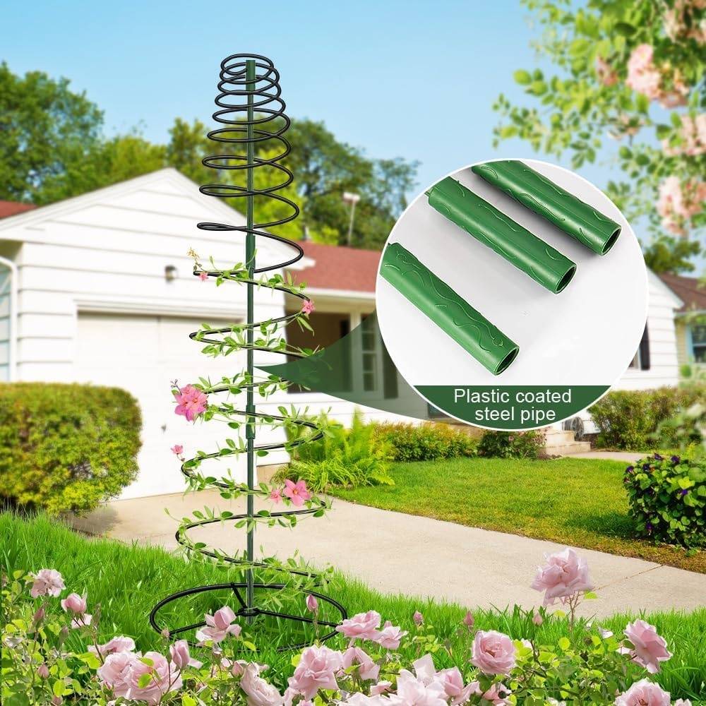 Tuteur spirale métal extensible 45-135cm - Anti-rouille - Pour plantes grimpantes intérieur/extérieur - Image 6