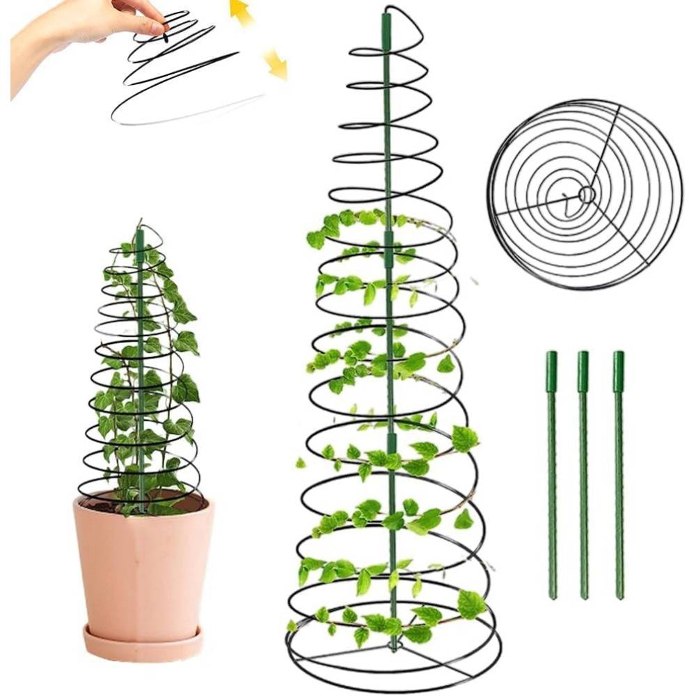 Tuteur spirale métal extensible 45-135cm - Anti-rouille - Pour plantes grimpantes intérieur/extérieur - Image 1
