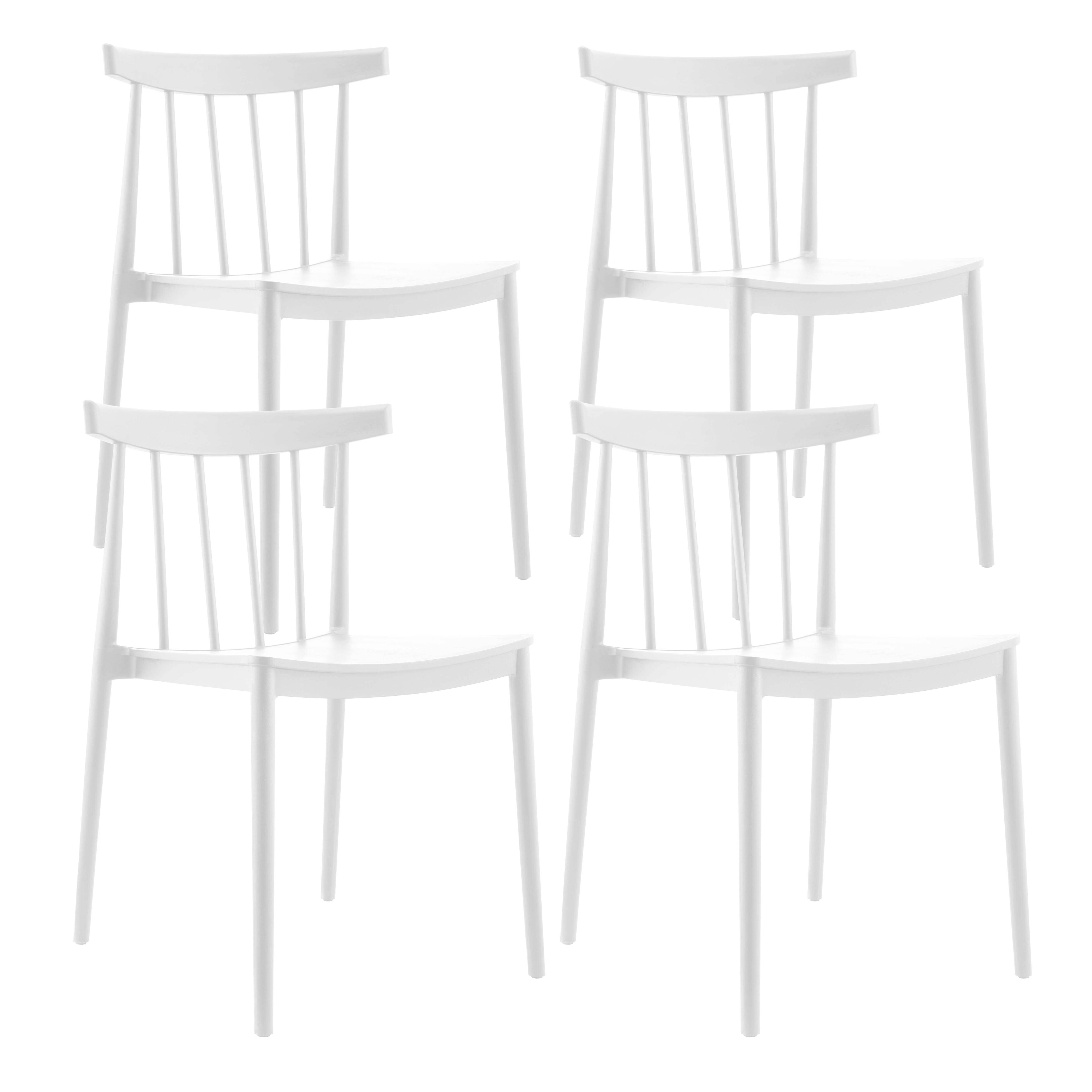 Oviala - Lot de 4 chaises de terrasse blanc en plastique Lisboa - Oviala