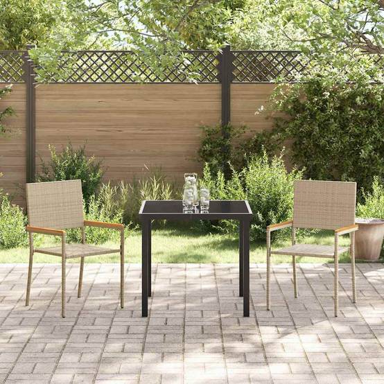 Vidaxl - Chaises empilables de jardin 2 pcs Crème et marron vidaXL 42006827 - Image 4