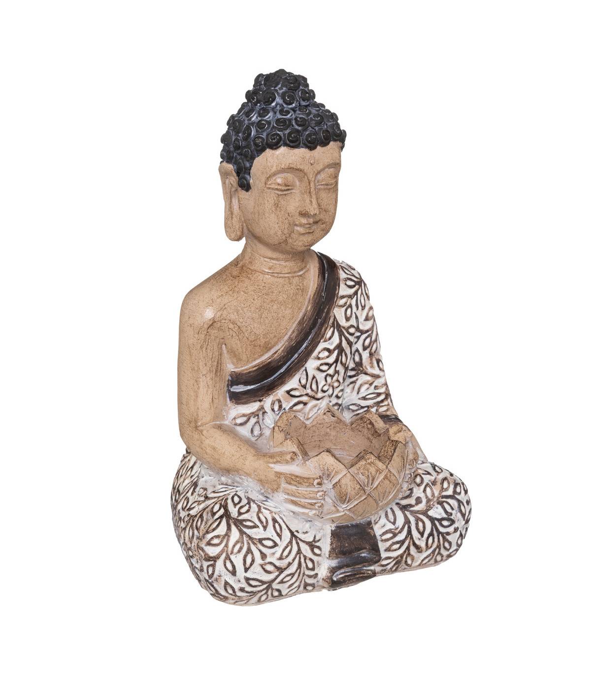 Statue décorative Bouddha assis en résine multicolore H 22,5 cm - Image 1