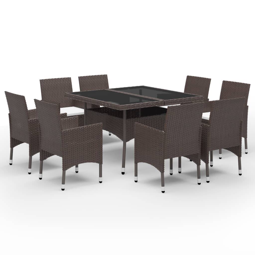 Vidaxl - Ensemble à manger de jardin 9pcs Résine tressée et verre Marron vidaXL 3058341 - Image 2