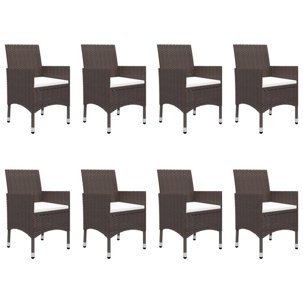 Vidaxl - Ensemble à manger de jardin 9pcs Résine tressée et verre Marron vidaXL 3058341 - Image 7