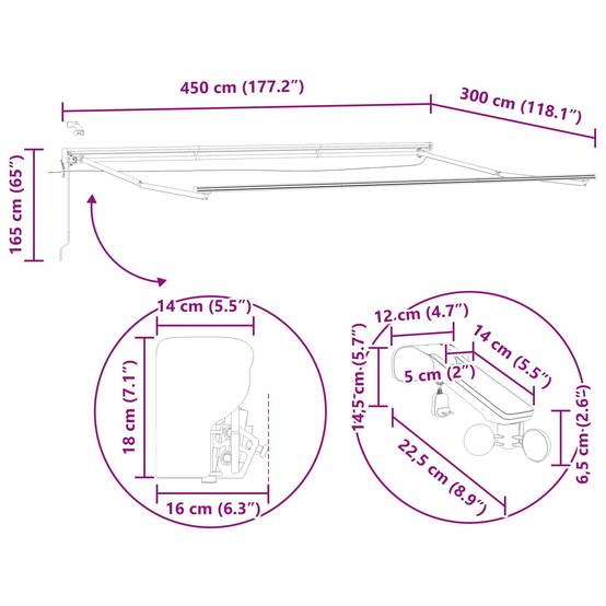 Vidaxl - Auvent rétractable électrique 4,5 × 3 m vidaXL 3421626 - Image 3