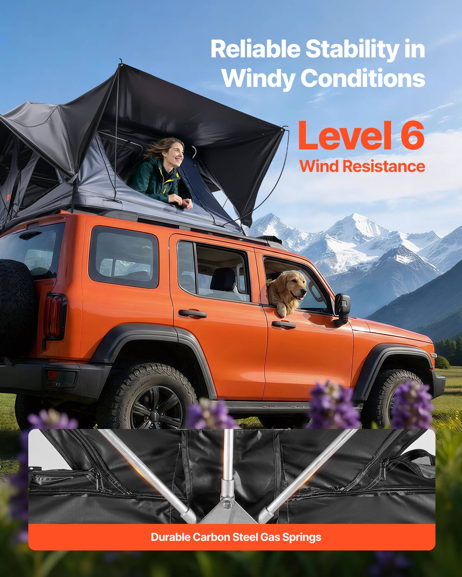 Vevor - VEVOR Tente de Toit Rigide pour Voiture Pliable pour 2-3 Personnes Camping - Image 3
