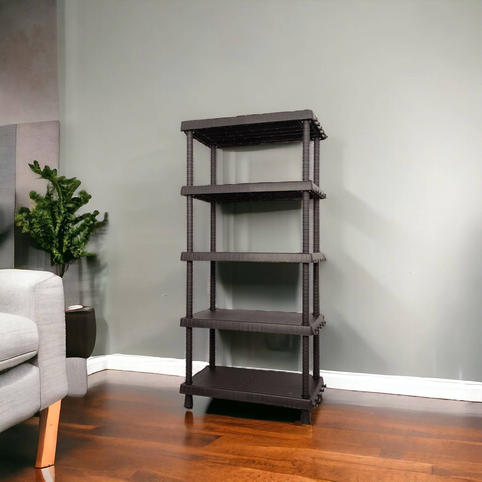 Dmora - Armoire d'extérieur Incourt, Etagère d'extérieur, Armoire polyvalente avec 3 étagères, 100% Made in Italy, Anthracite, 82x40h165 cm - Dmora - Image 2