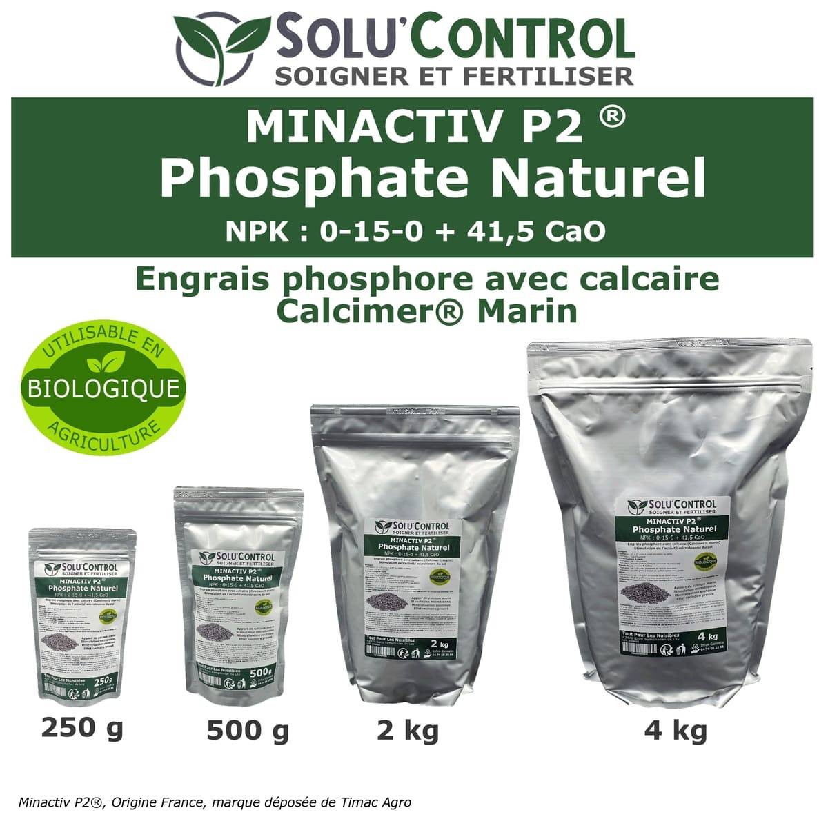 SOLU’CONTROL - 500 g de Minactiv P2® – Engrais phosphate naturel – Avec Calcimer® marin et stimulateur microbien – Racines solides, gazon dense - Image 8