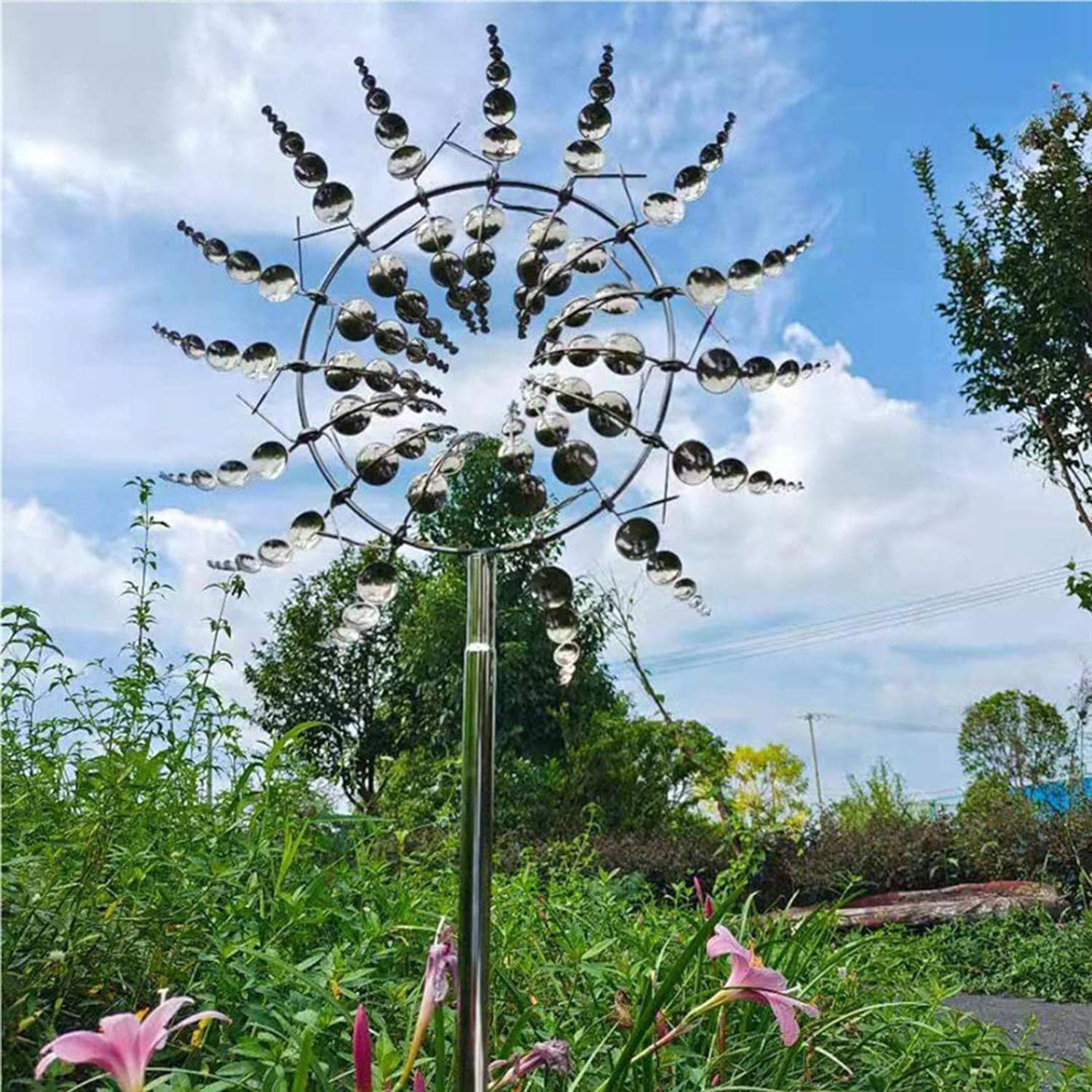 Moulin a Vent Jardin Exterieur Argenté - IntiMeg - Image 2