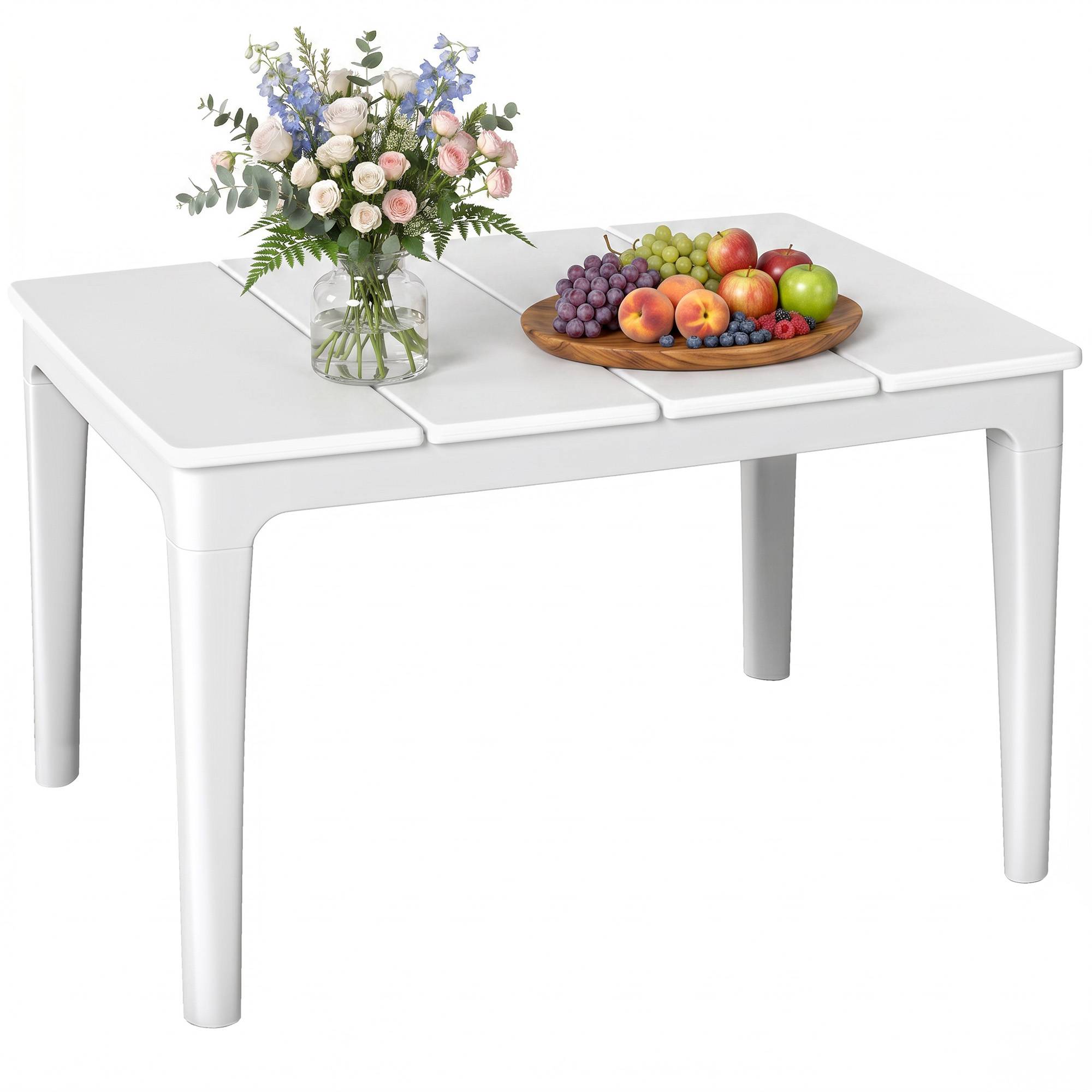 Table basse de jardin, 70 x 53 x 39 cm, blanc crème - Image 1