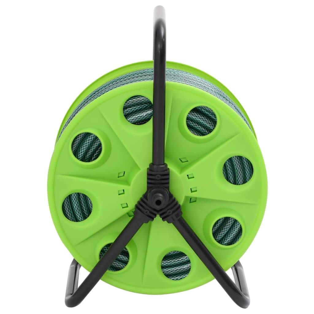 Enrouleur de tuyau acier galvanisé et PVC vert 40.5 x 34.5 x 47 cm - PANGIVO - Image 3