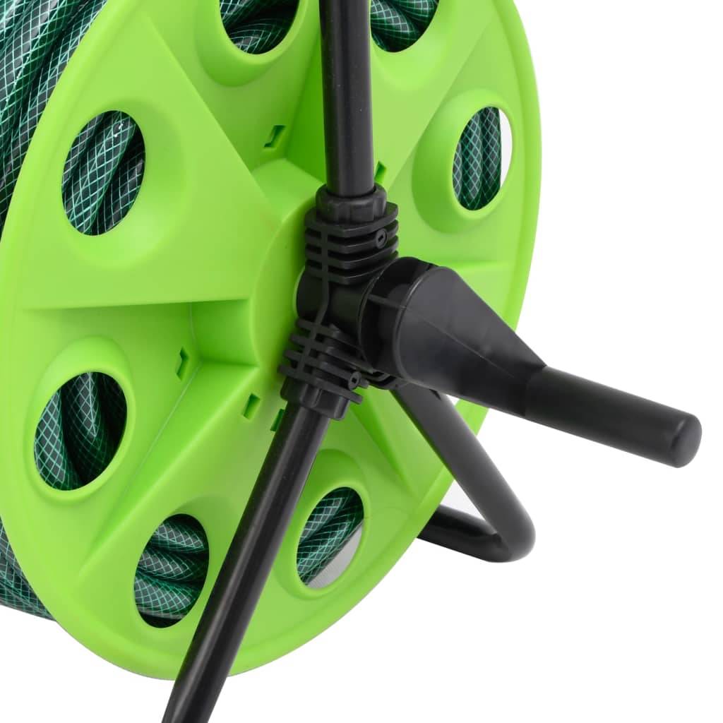 Enrouleur de tuyau acier galvanisé et PVC vert 40.5 x 34.5 x 47 cm - PANGIVO - Image 5