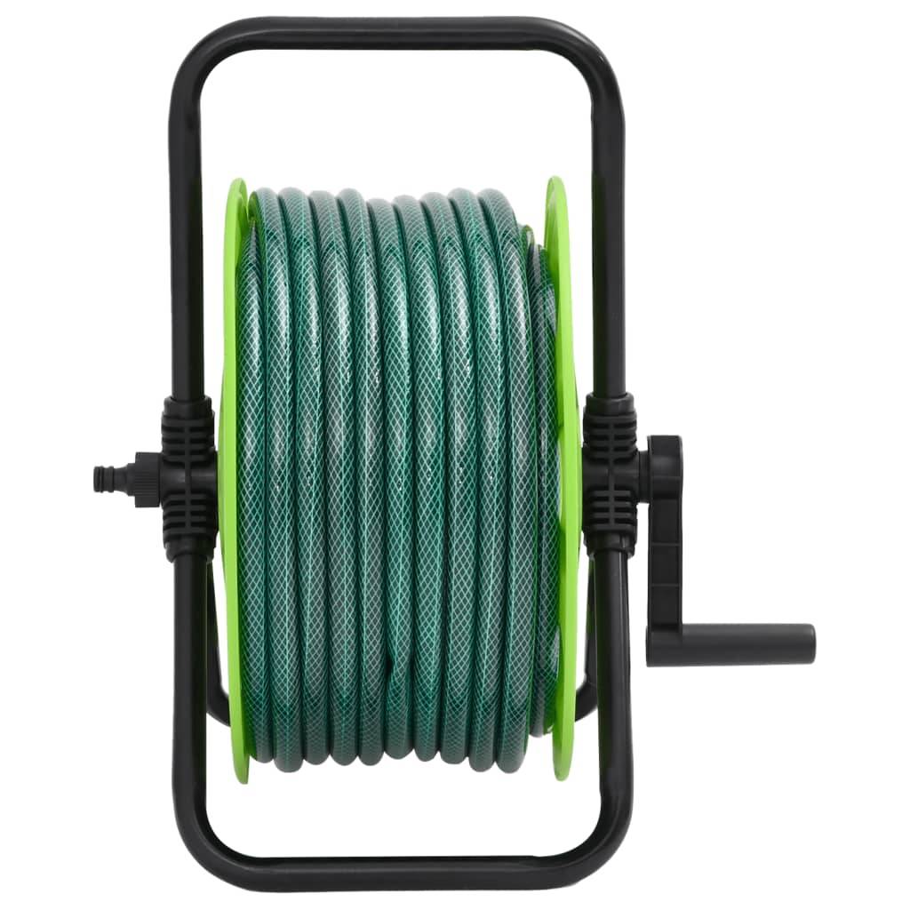 Enrouleur de tuyau acier galvanisé et PVC vert 40.5 x 34.5 x 47 cm - PANGIVO - Image 2