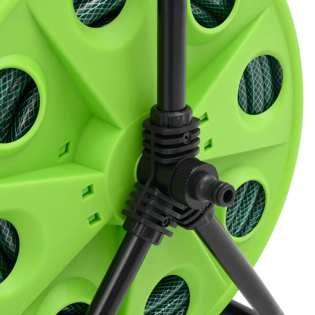 Enrouleur de tuyau acier galvanisé et PVC vert 40.5 x 34.5 x 47 cm - PANGIVO - Image 6