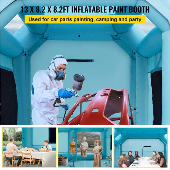 VEVOR Cabine peinture voiture 4x2.5x2.5m, tissu Oxford PVC, souffleurs 680W+330W, tente tunnel. - Image 2