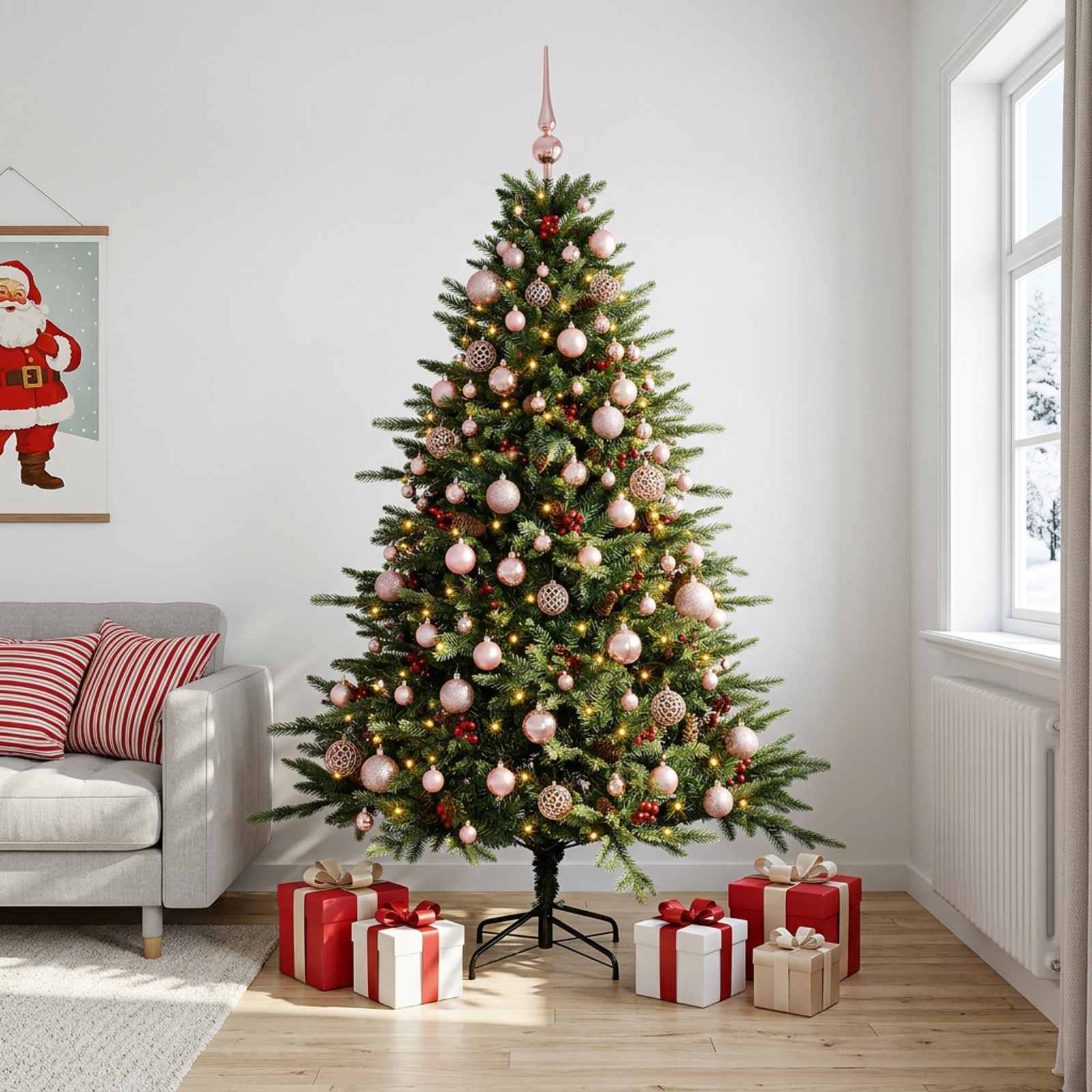 Vidaxl - Sapin de Noël artificiel avec boules 180 cm 300 LED Blanc chaud vidaXL 3466675 - Image 1