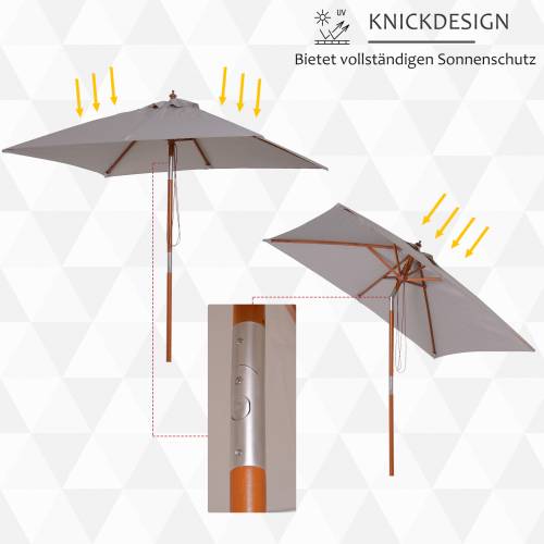 Parasol Rectangulaire Bois Inclinable 45° Jardin Terrasse 2x1,5m Gris - ComfortXL Outdoor Living - Image 4