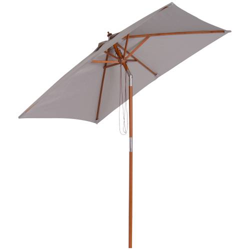 Parasol Rectangulaire Bois Inclinable 45° Jardin Terrasse 2x1,5m Gris - ComfortXL Outdoor Living - Image 8