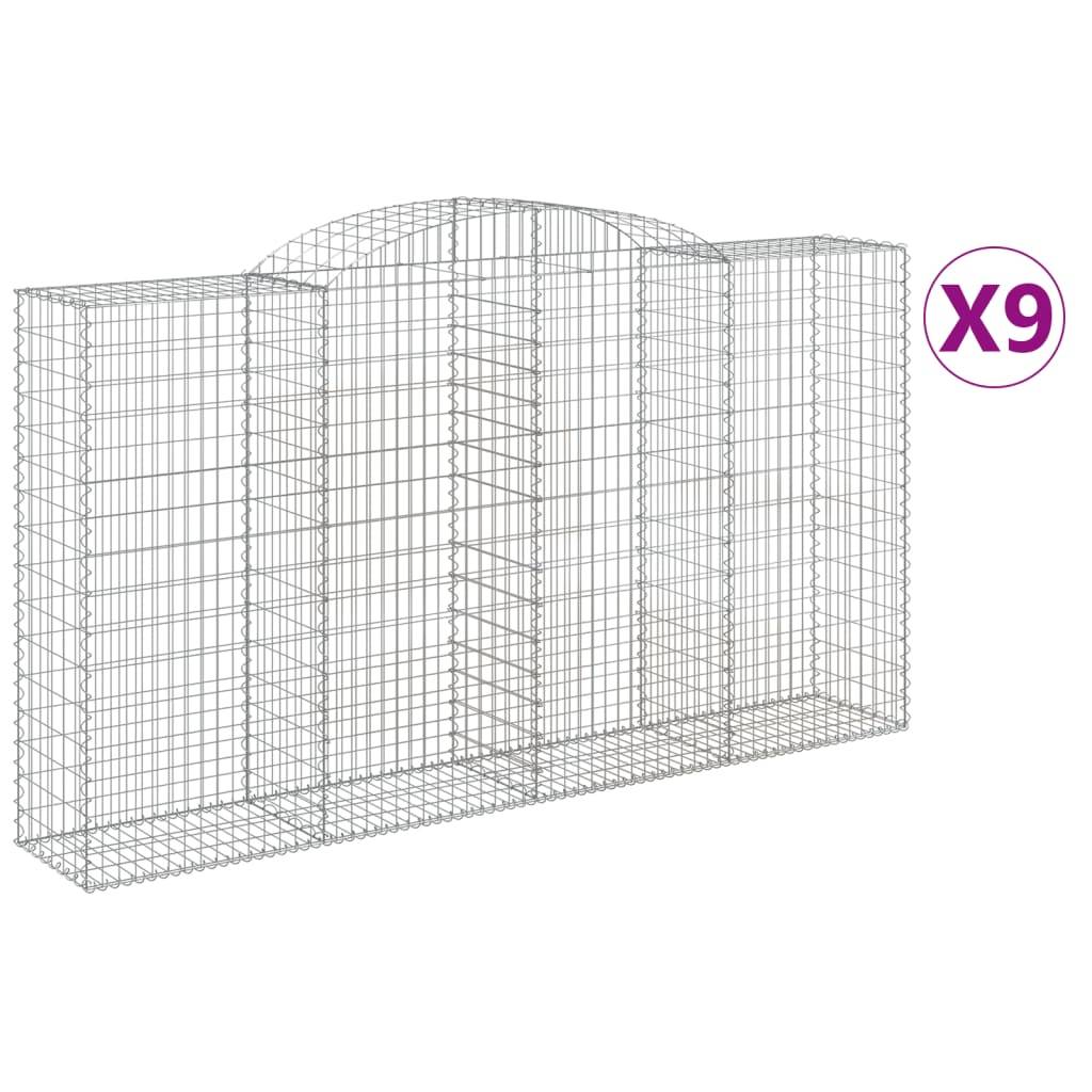 Vidaxl - Paniers à gabions arqués 9 pcs 300x50x160/180 cm fer galvanisé vidaXL 3146762 - Image 2