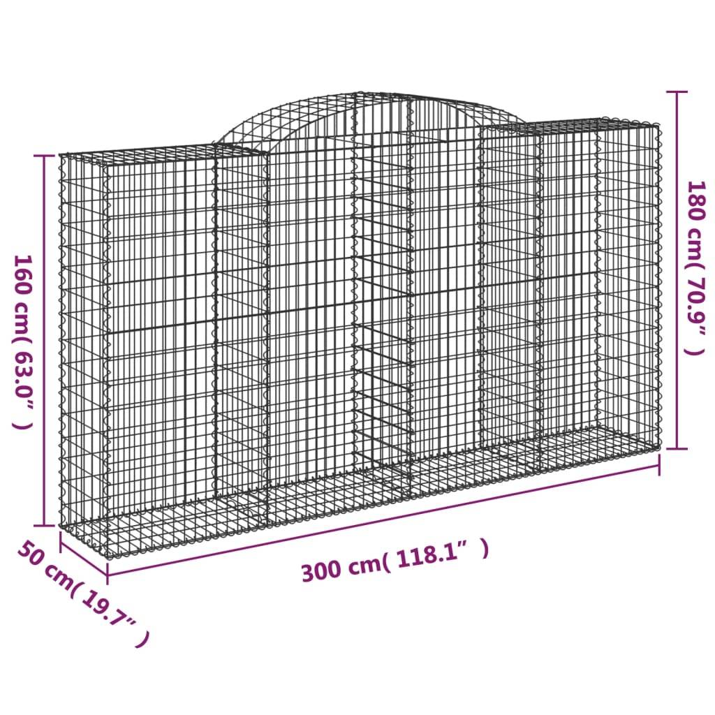 Vidaxl - Paniers à gabions arqués 9 pcs 300x50x160/180 cm fer galvanisé vidaXL 3146762 - Image 3