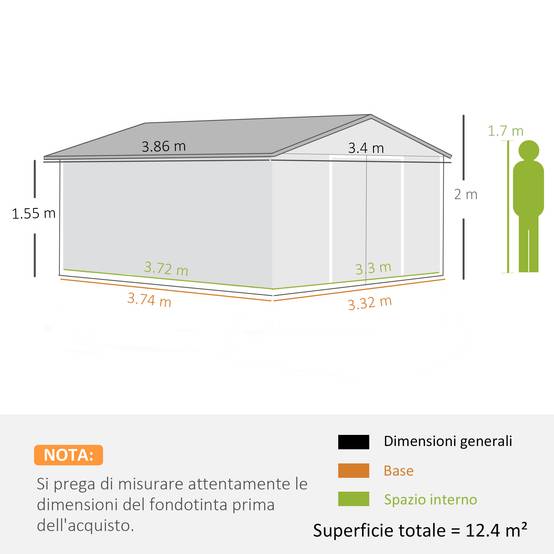 Abri de jardin en acier pour extérieur avec doubles portes coulissantes 340x386 cm vert - ComfortXL Outdoor Living - Image 5