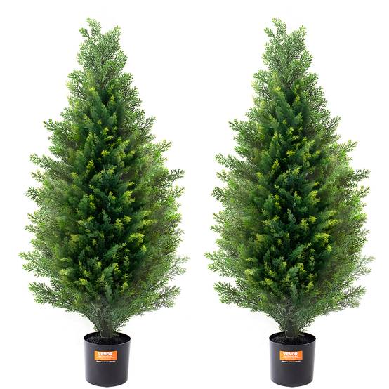 VEVOR Arbre topiaire cèdre artificiel 91,4 cm, lot 2. UV, avec pot. Décoration intérieur/extérieur. - Image 1