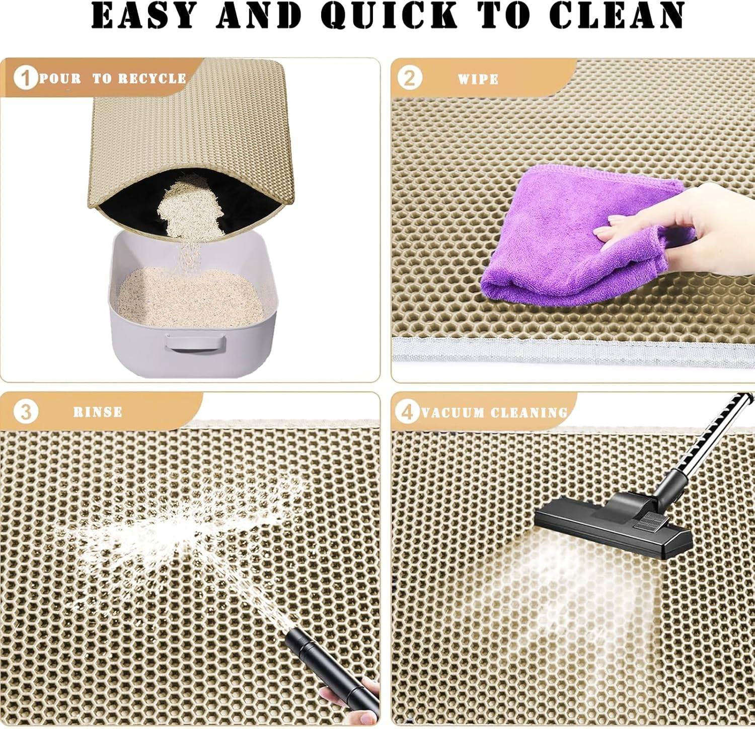 Tapis de litière pour chat, double couche, nid d'abeille, antidérapant, imperméable et anti-urine, accessoire pour chat, 40*50 cm, beige-Lytech - Image 8