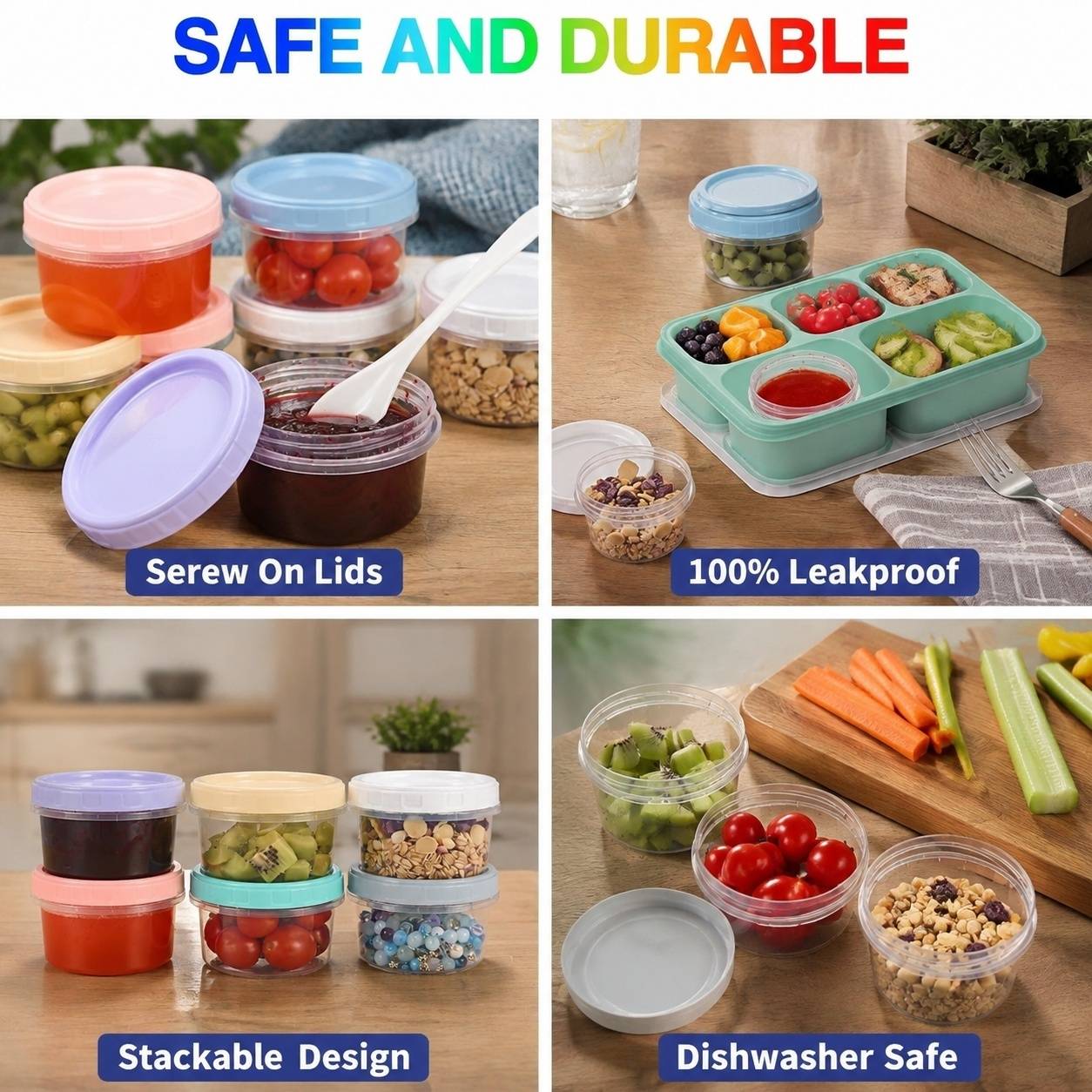 20 contenants 200 ml empilables, couvercles anti-fuite - Image 2