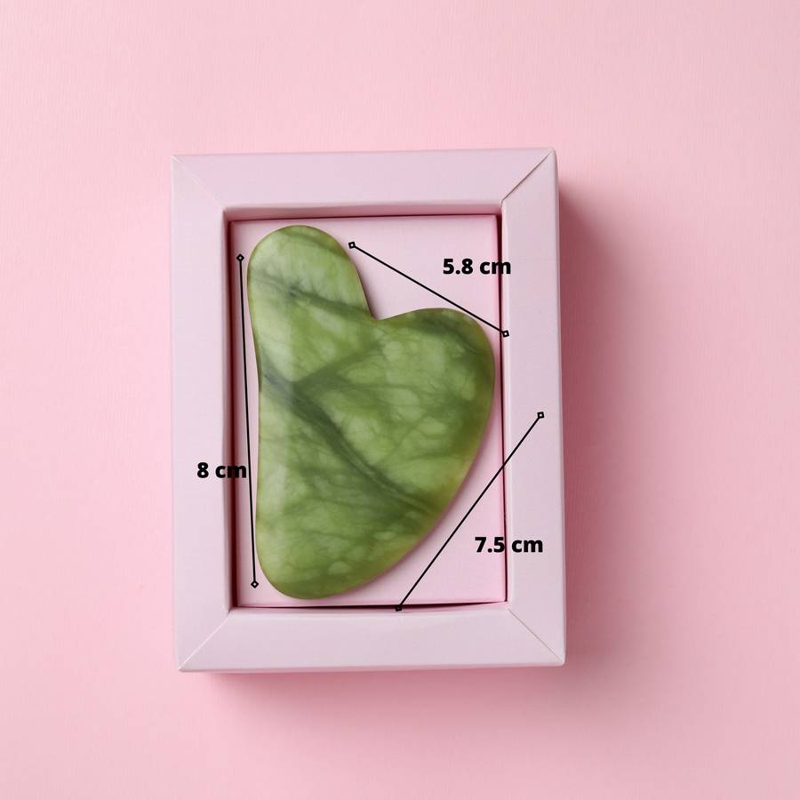 Gua Sha en Jade Vert Naturel pour Visage et Corps + Masque Yeux Thermothérapie Double utilisation Chaud/Froid - Sun&Sia - Image 3