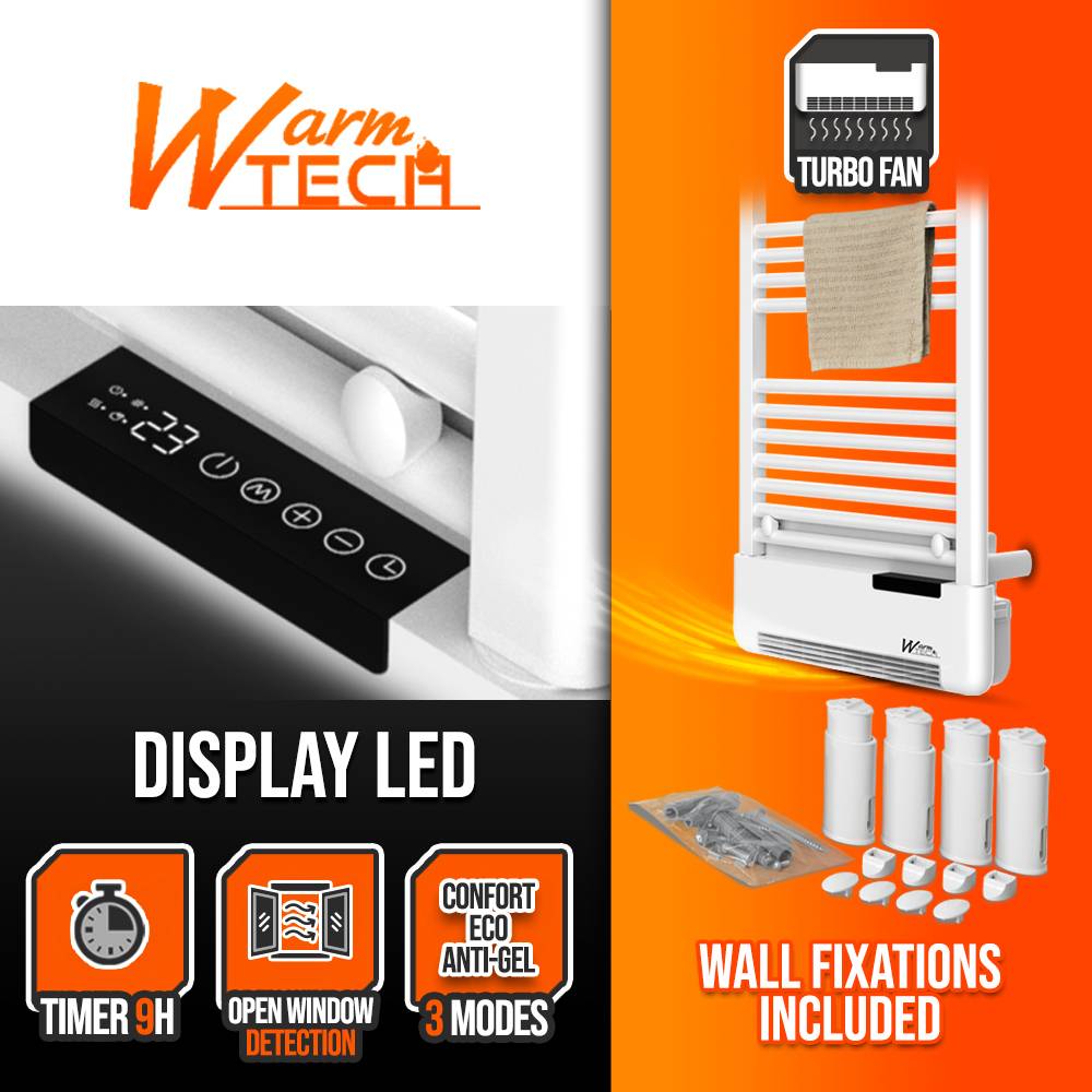 Radiateur sèche serviettes avec fluide 750W + soufflerie 1000W - Warm Tech - Image 3