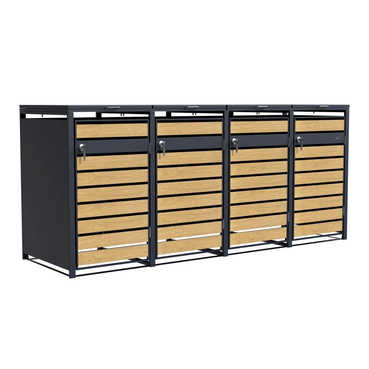 Cache poubelles métal Lucas XXL 4x240 L - Axi House