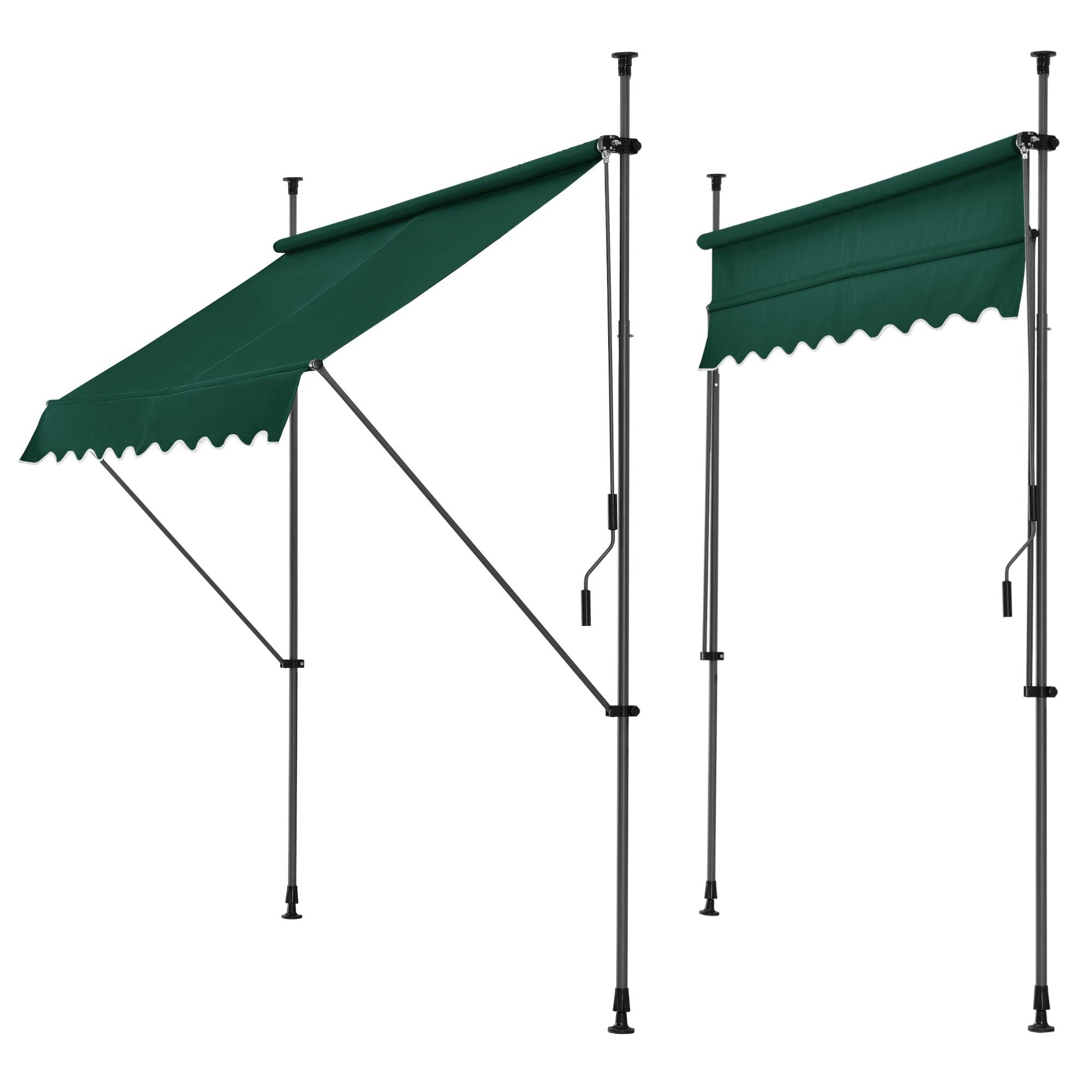 Helloshop26 - Store banne téléscopique acier polyester 400 x 120 x 200-300 cm vert foncé - Image 1