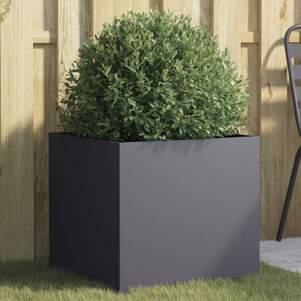Jardinière - Bac à fleurs - Pot de fleurs anthracite 49x47x46 cm acier - Image 2