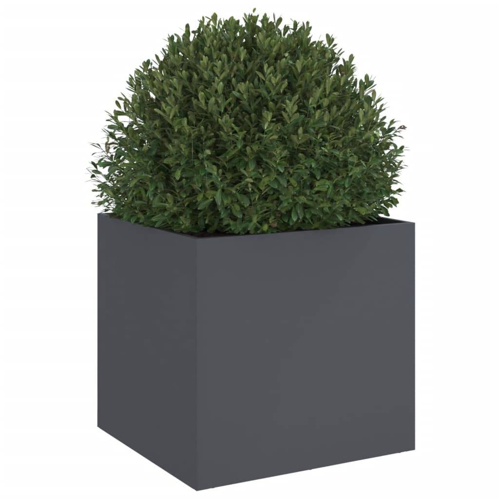 Jardinière - Bac à fleurs - Pot de fleurs anthracite 49x47x46 cm acier - Image 4