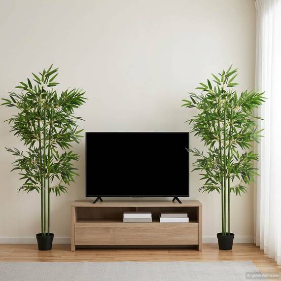 Arbre en bambou artificiel bambou vert 45 x 18 x 175 cm - PANGIVO - Image 1