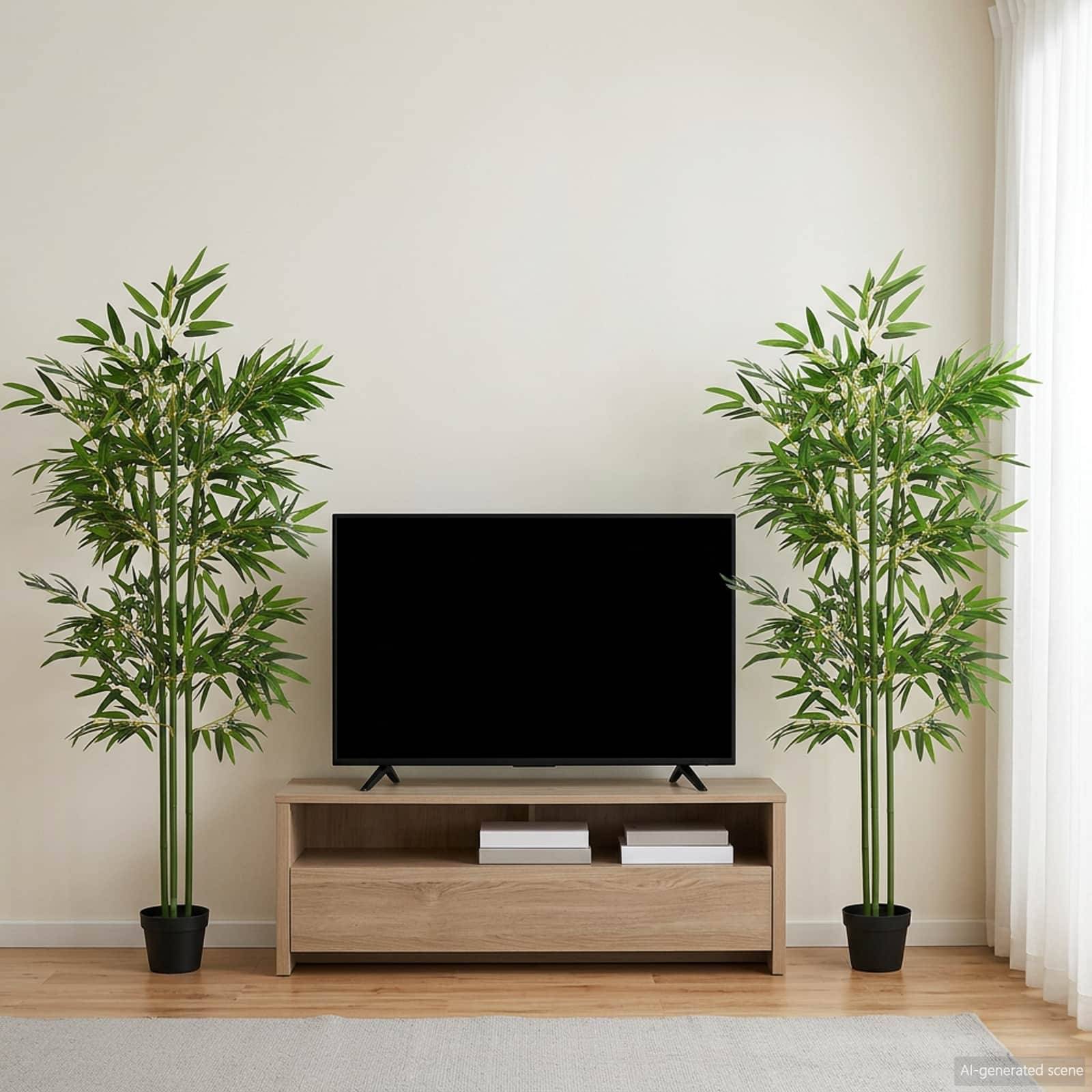 Arbre en bambou artificiel bambou vert 45 x 18 x 175 cm - PANGIVO - Image 1